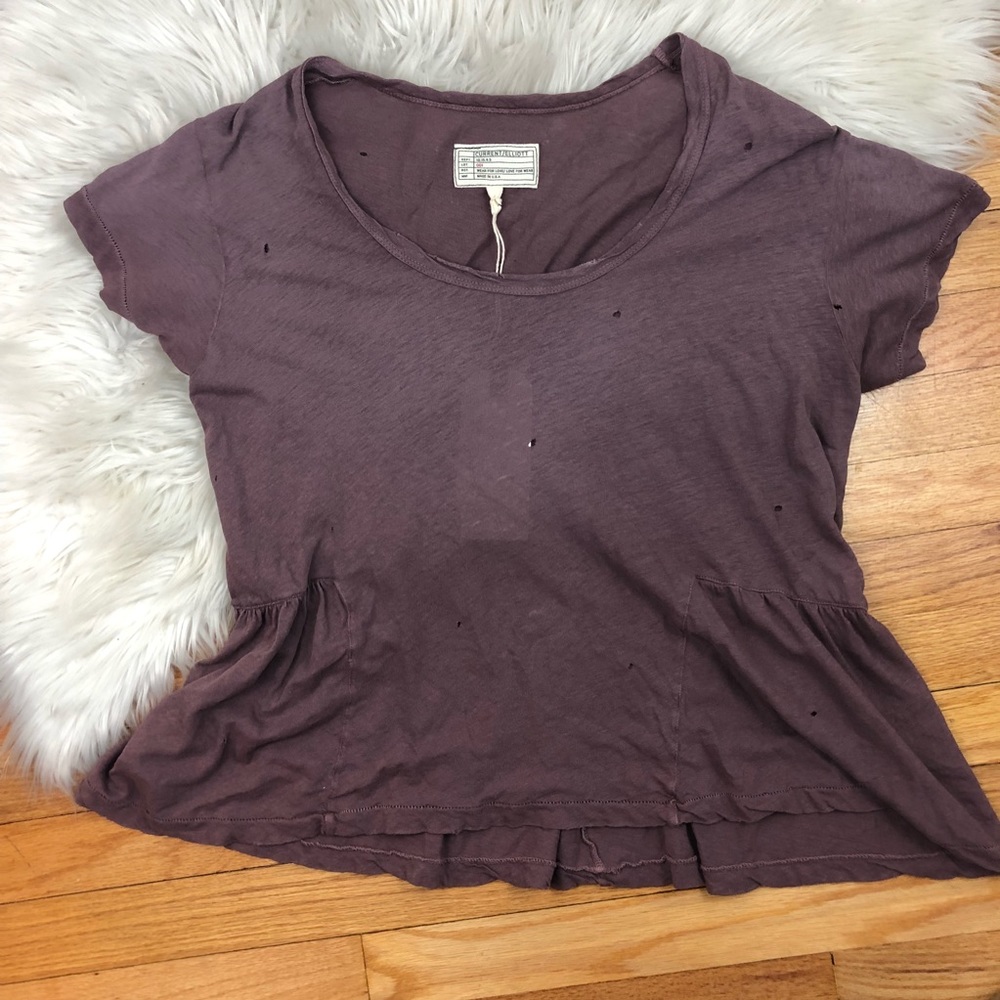 current/Elliott Girlie Tee Distressed Mauve Sz 1 - Picture 3 of 8
